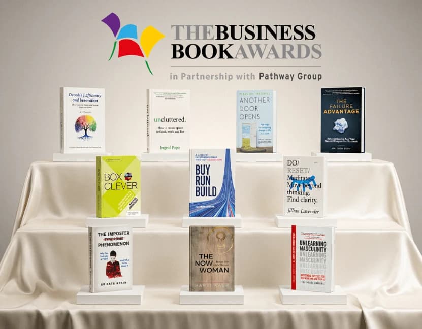 The ten Business Book Awards 2026 finalists on display, Decoding Efficiency and Innovation among them